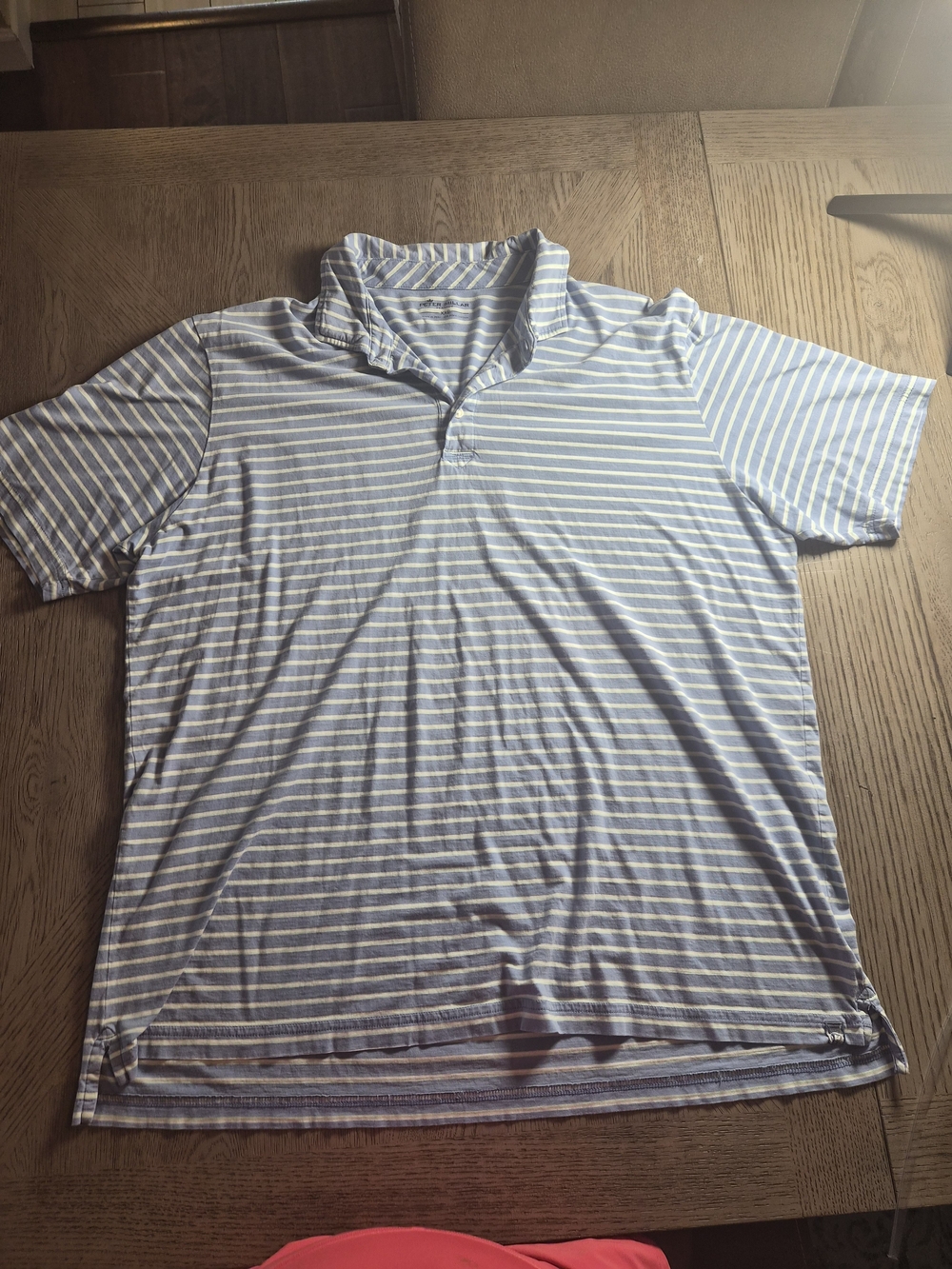 Peter Millar Light Blue & White Striped Polo